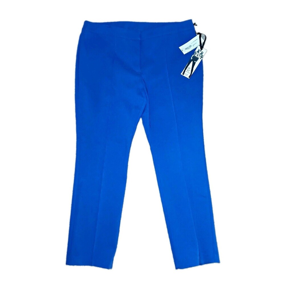 NWT Nicole by Nicole Miller Women 10 Solid Blue Ankle Pants Flat Front & Seams